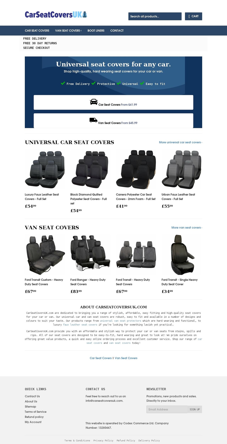 carseatcoversuk.com shopify website screenshot