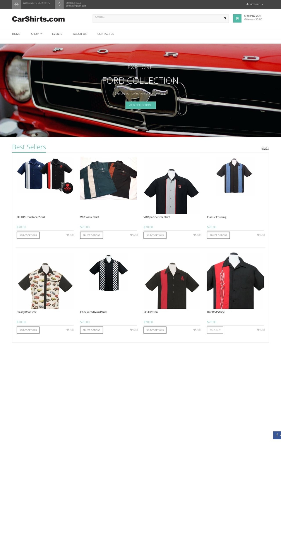 carshirts.com shopify website screenshot