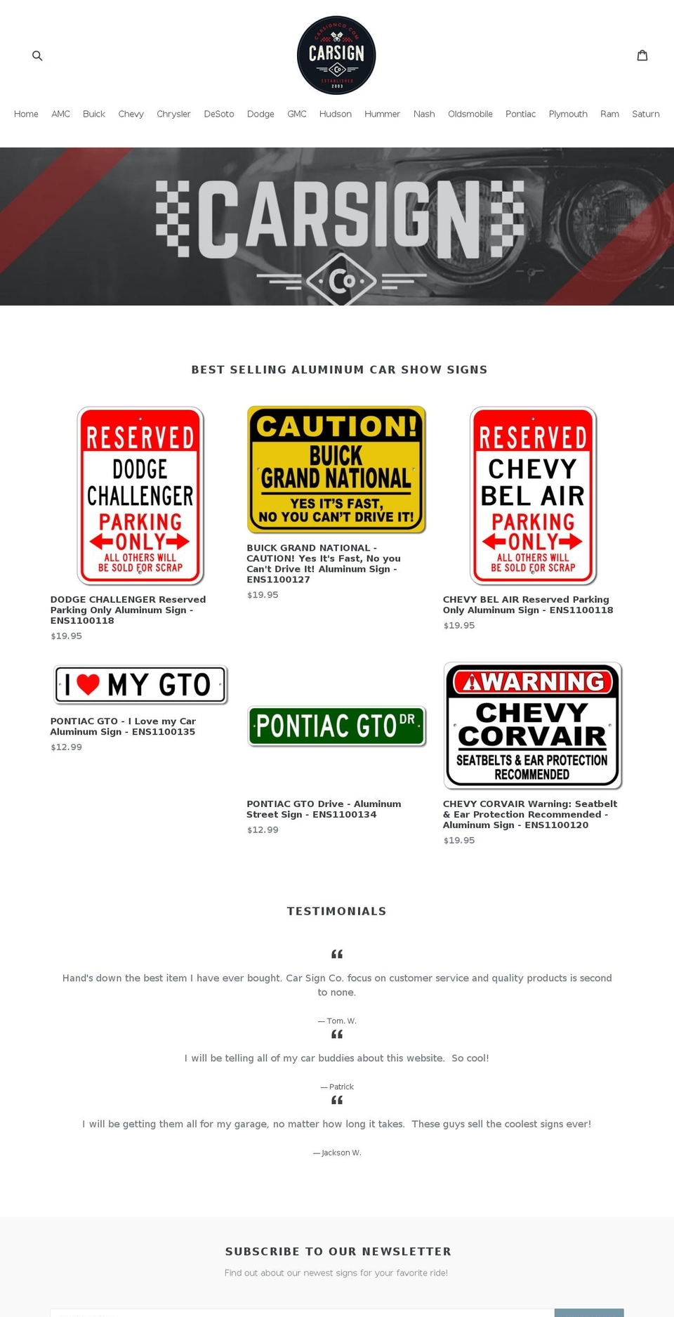 carsignco.com — Shopify storefront screenshot