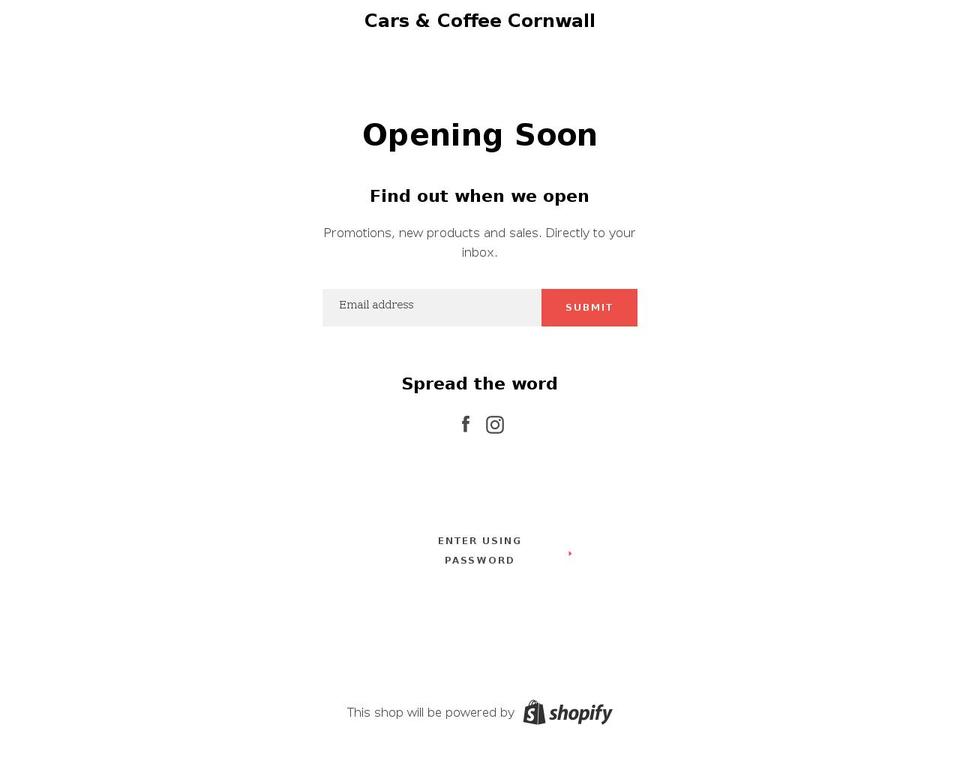 carsncoffee.ca shopify website screenshot