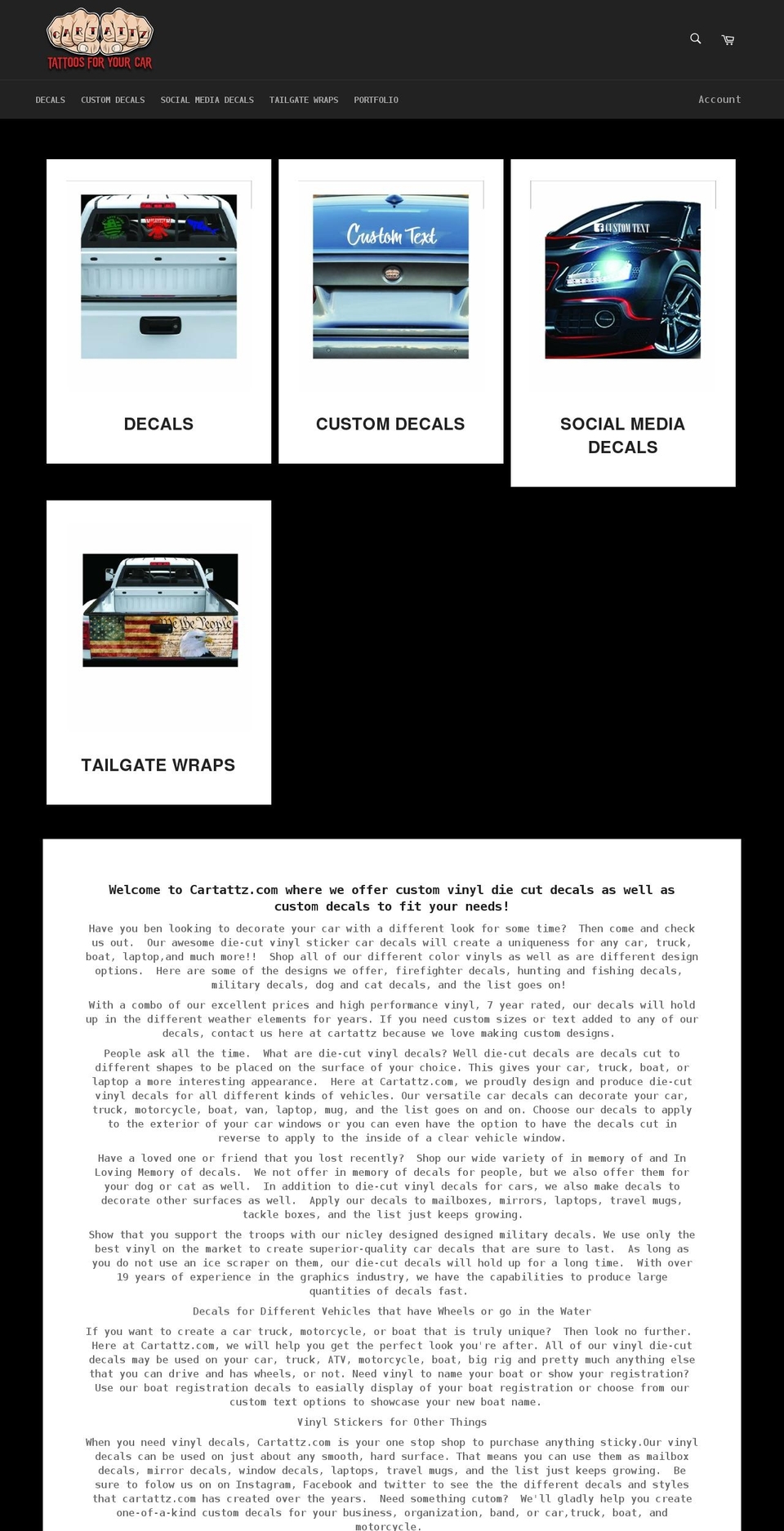 cartattz.com shopify website screenshot