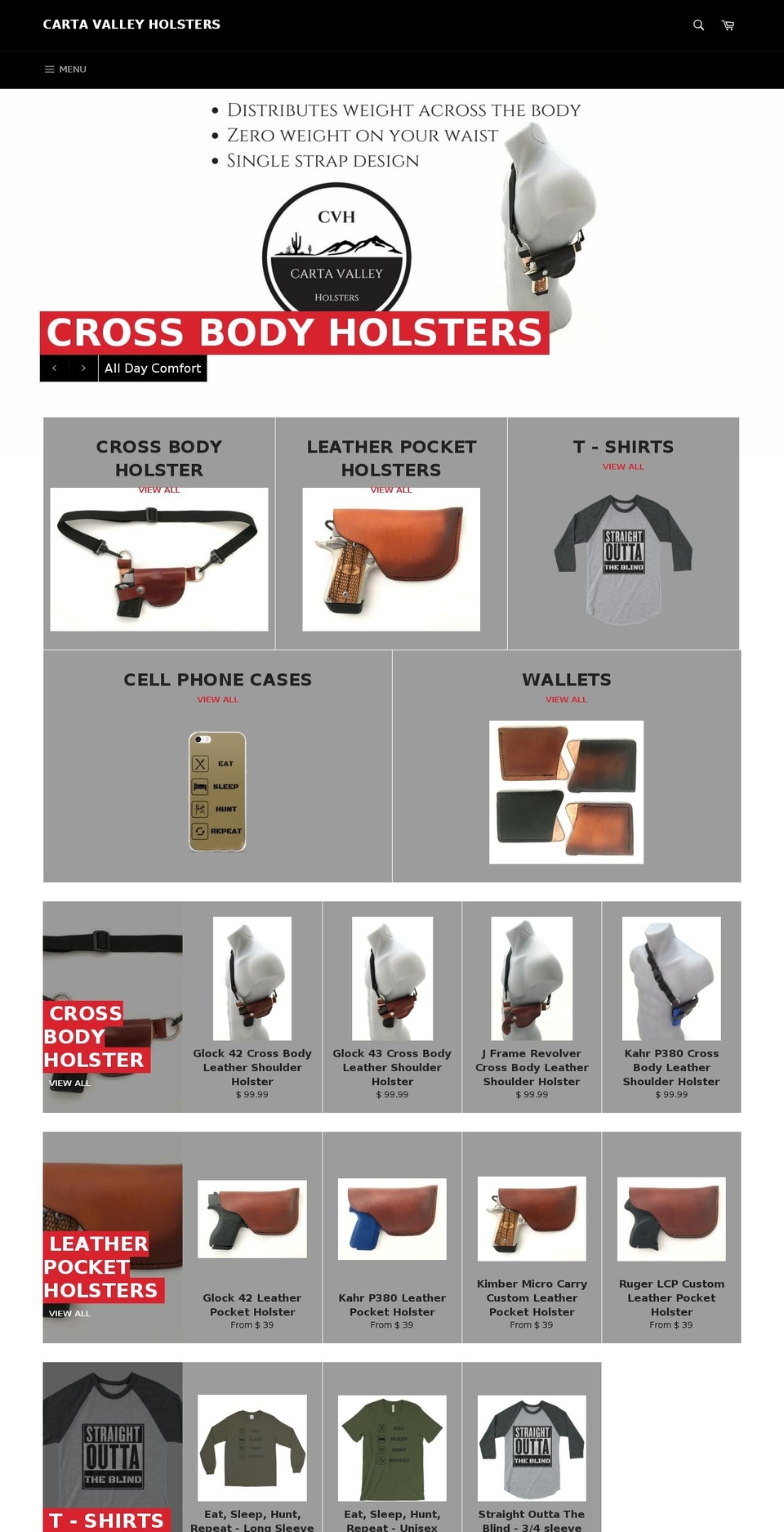 cartavalleyholsters.com shopify website screenshot