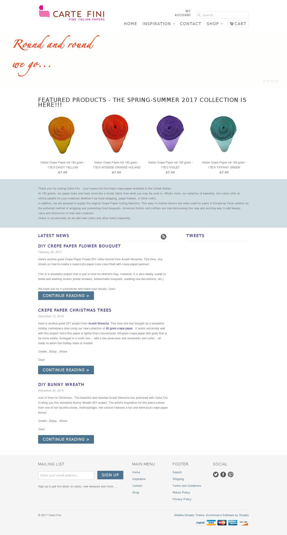 cartefini.com shopify website screenshot