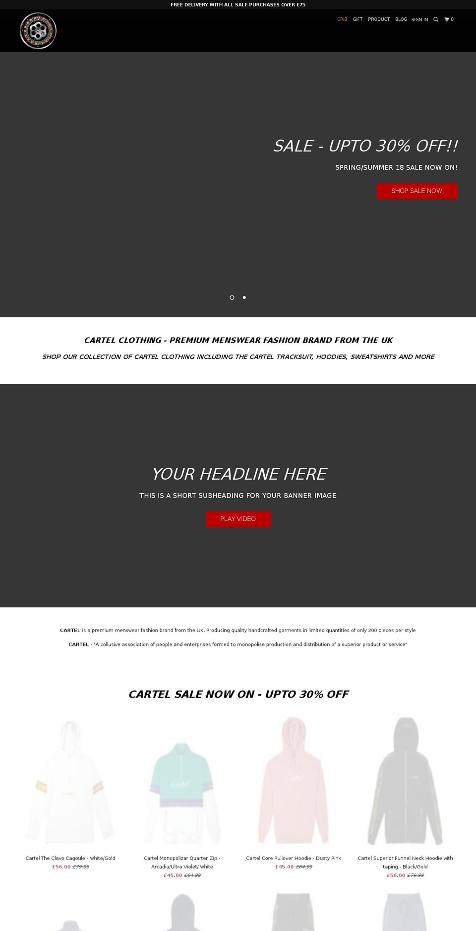 cartelclothing.com shopify website screenshot