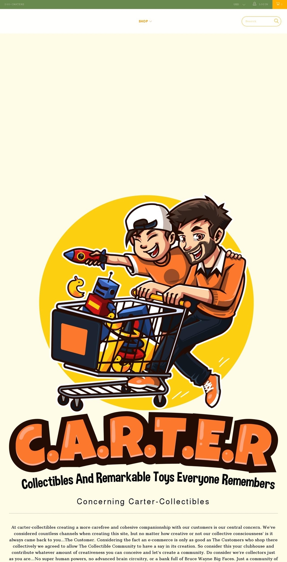 carter-collectibles.com shopify website screenshot