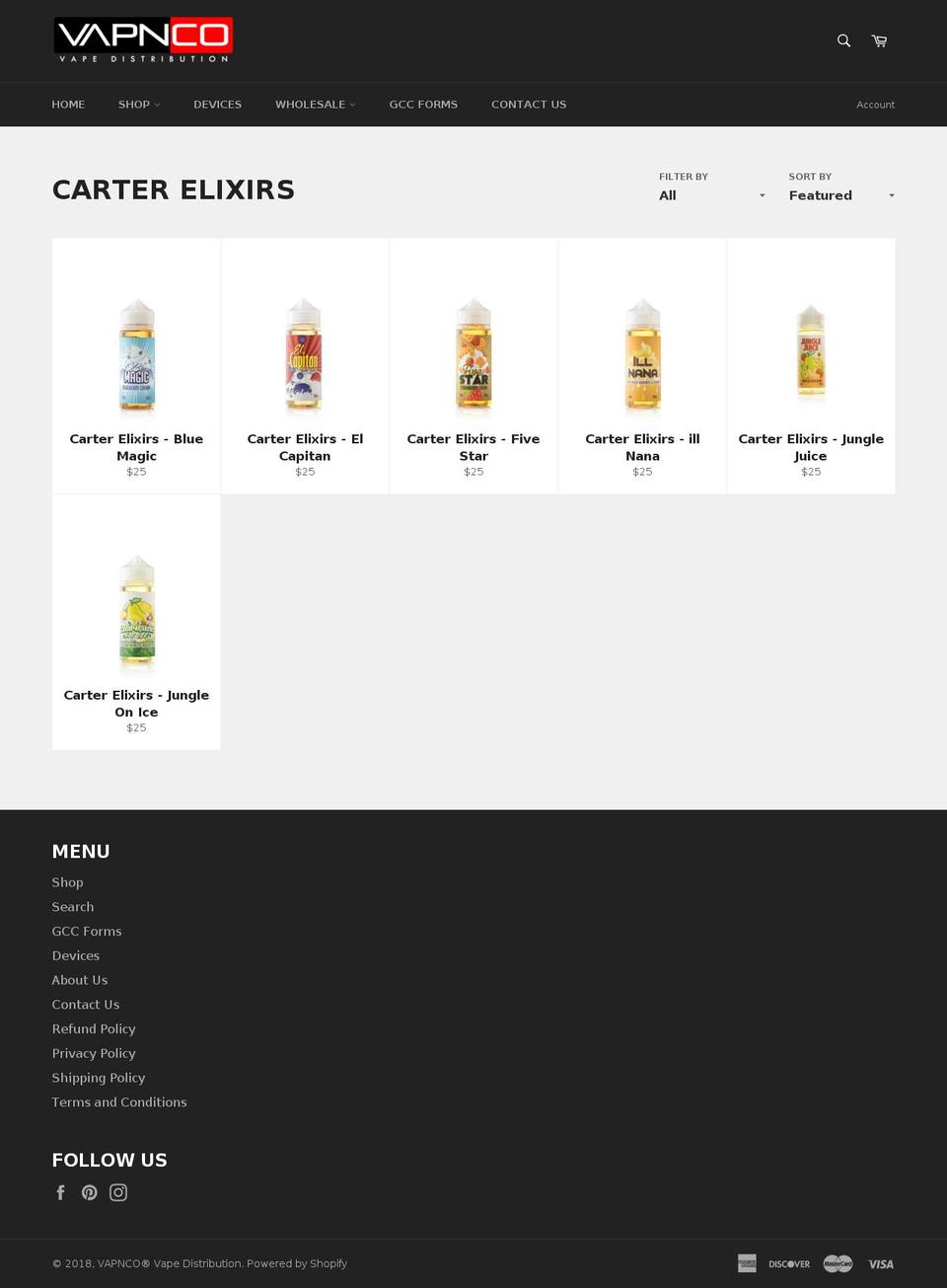 carterelixirs.com — Shopify storefront screenshot