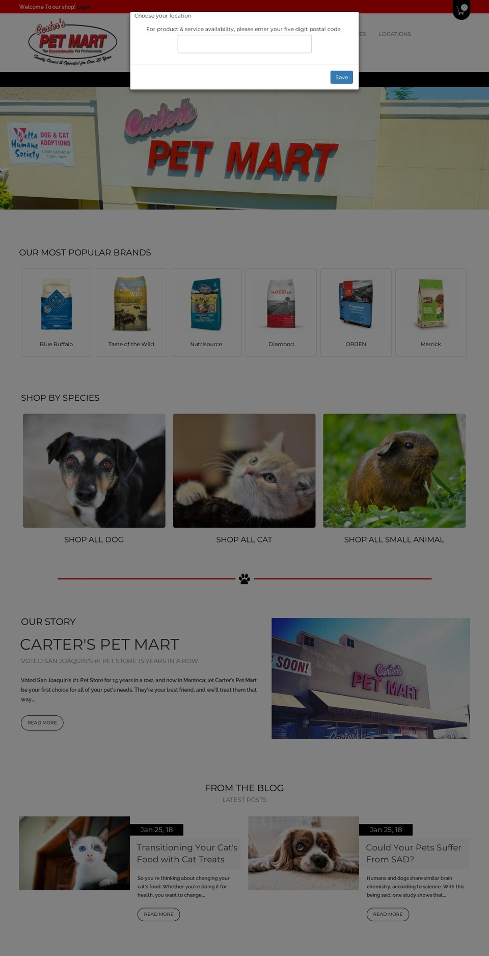 carters-pet-mart.myshopify.com shopify website screenshot