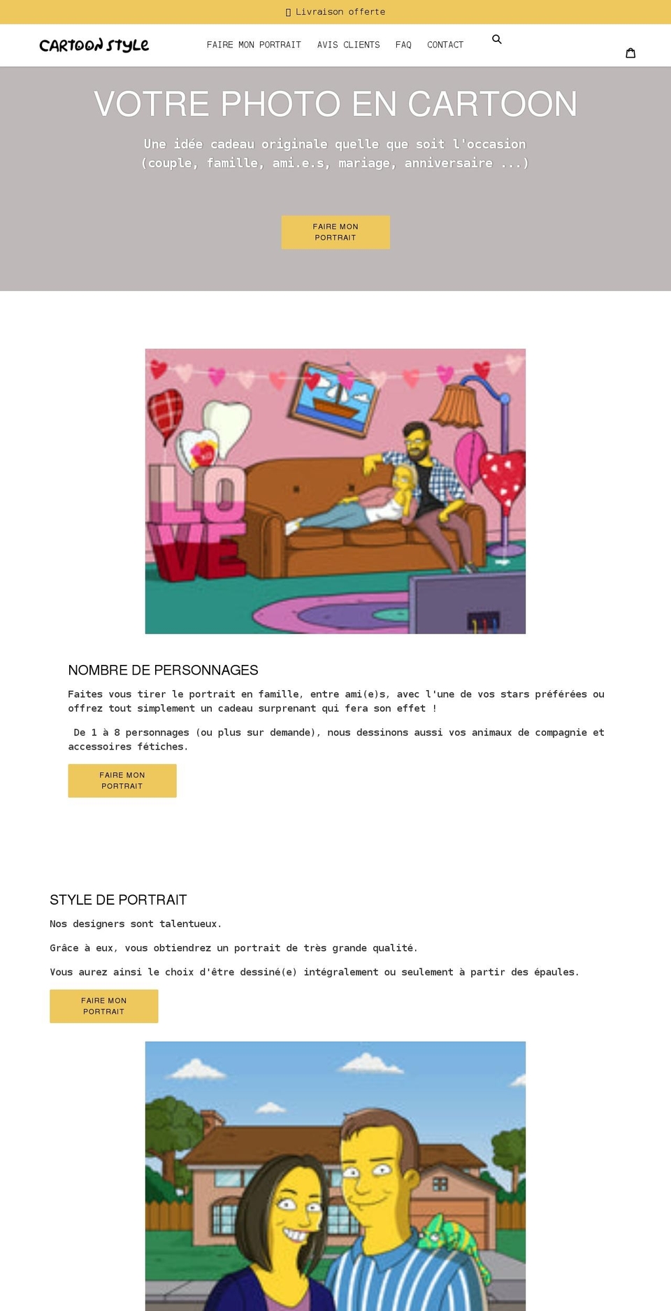 cartoon-style.com shopify website screenshot