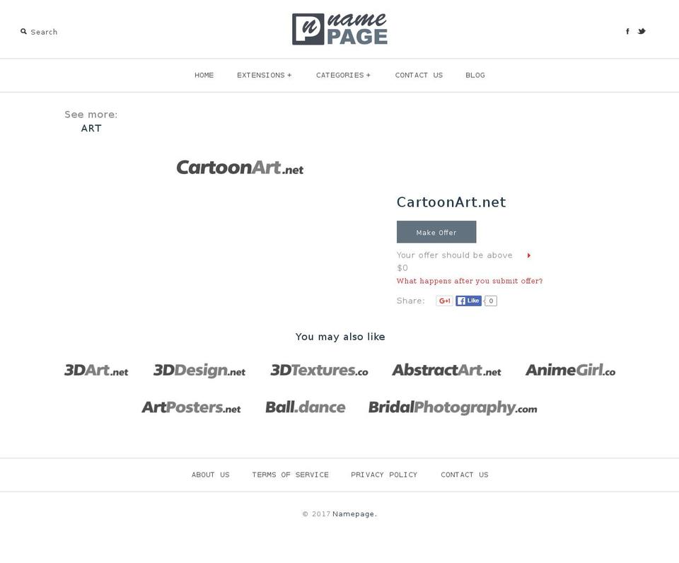 cartoonart.net shopify website screenshot