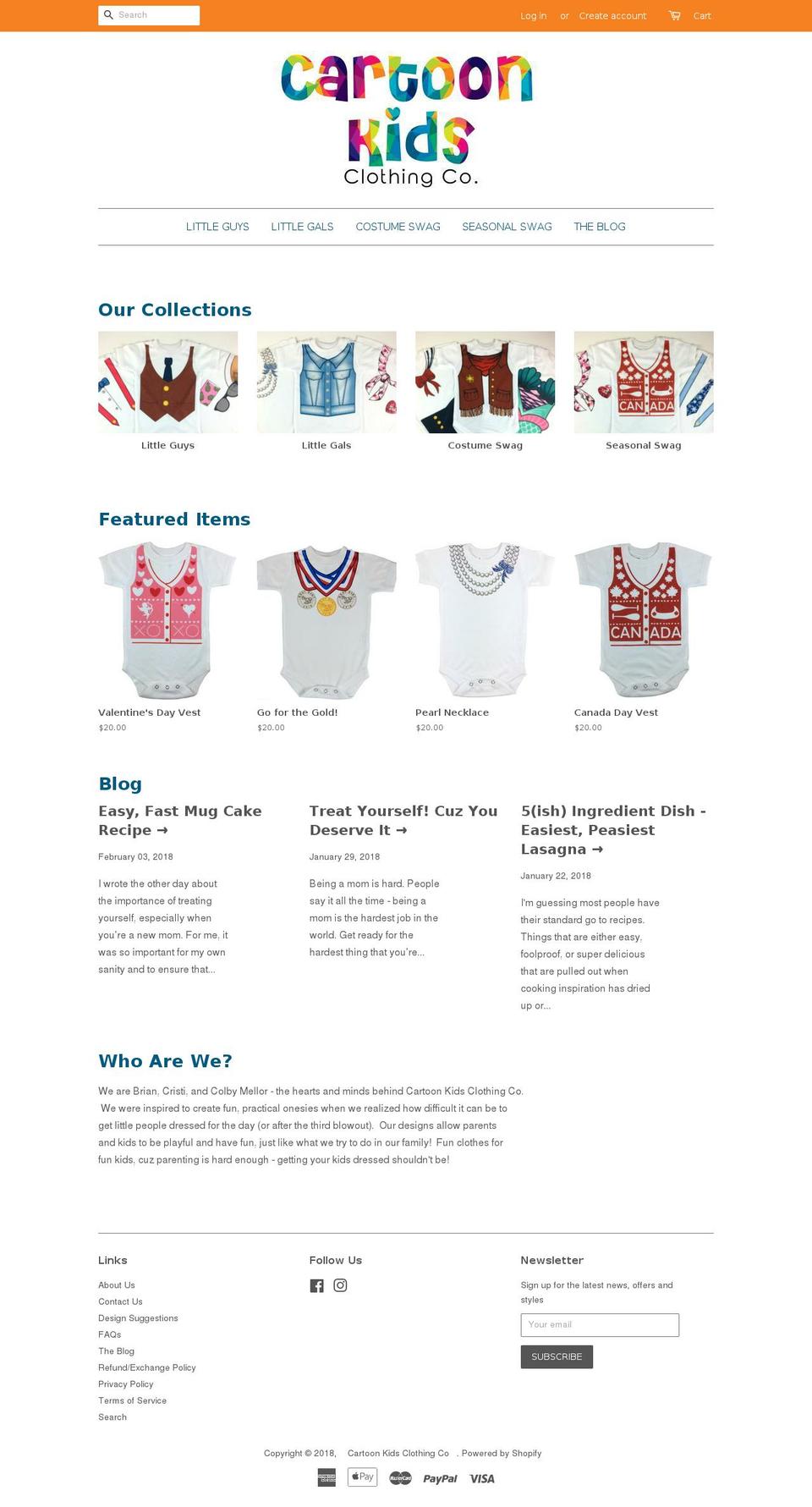 cartoonkidsclothing.com — Shopify storefront screenshot
