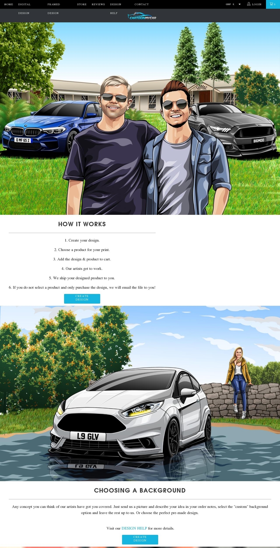 cartoonmycar.com shopify website screenshot