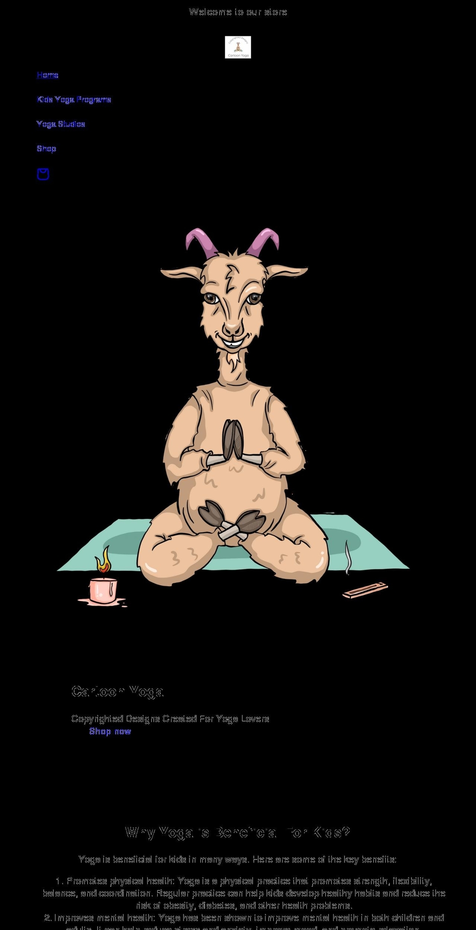 cartoonyoga.com shopify website screenshot