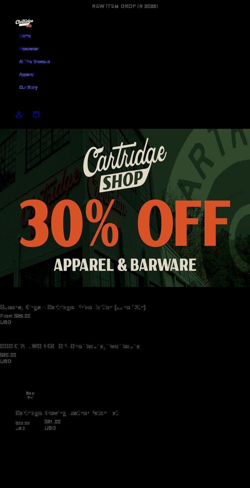 cartridgebrewingshop.com shopify website screenshot