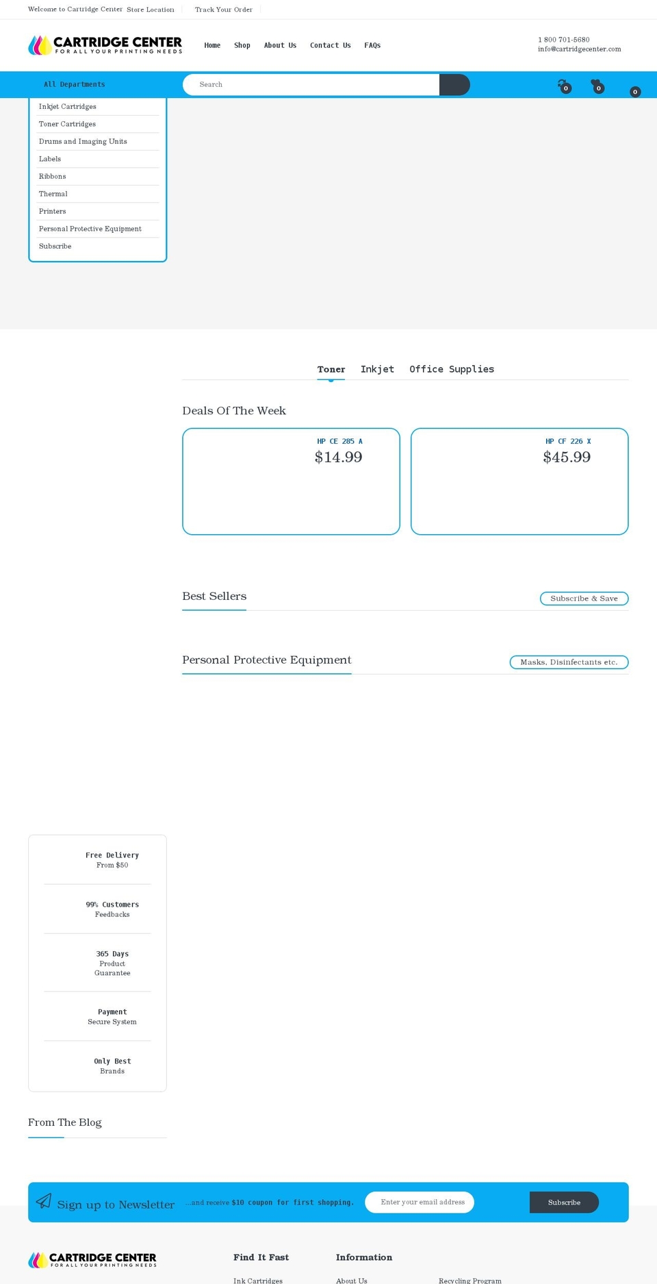 cartridgecenter.com shopify website screenshot