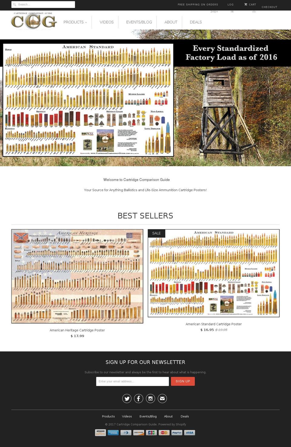 cartridgecomparisonguide.com shopify website screenshot