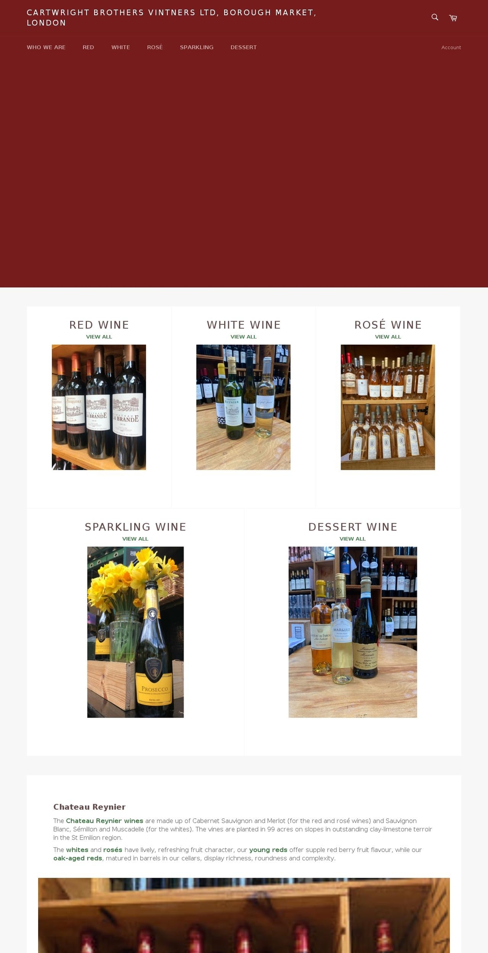 cartwright-wines.com shopify website screenshot