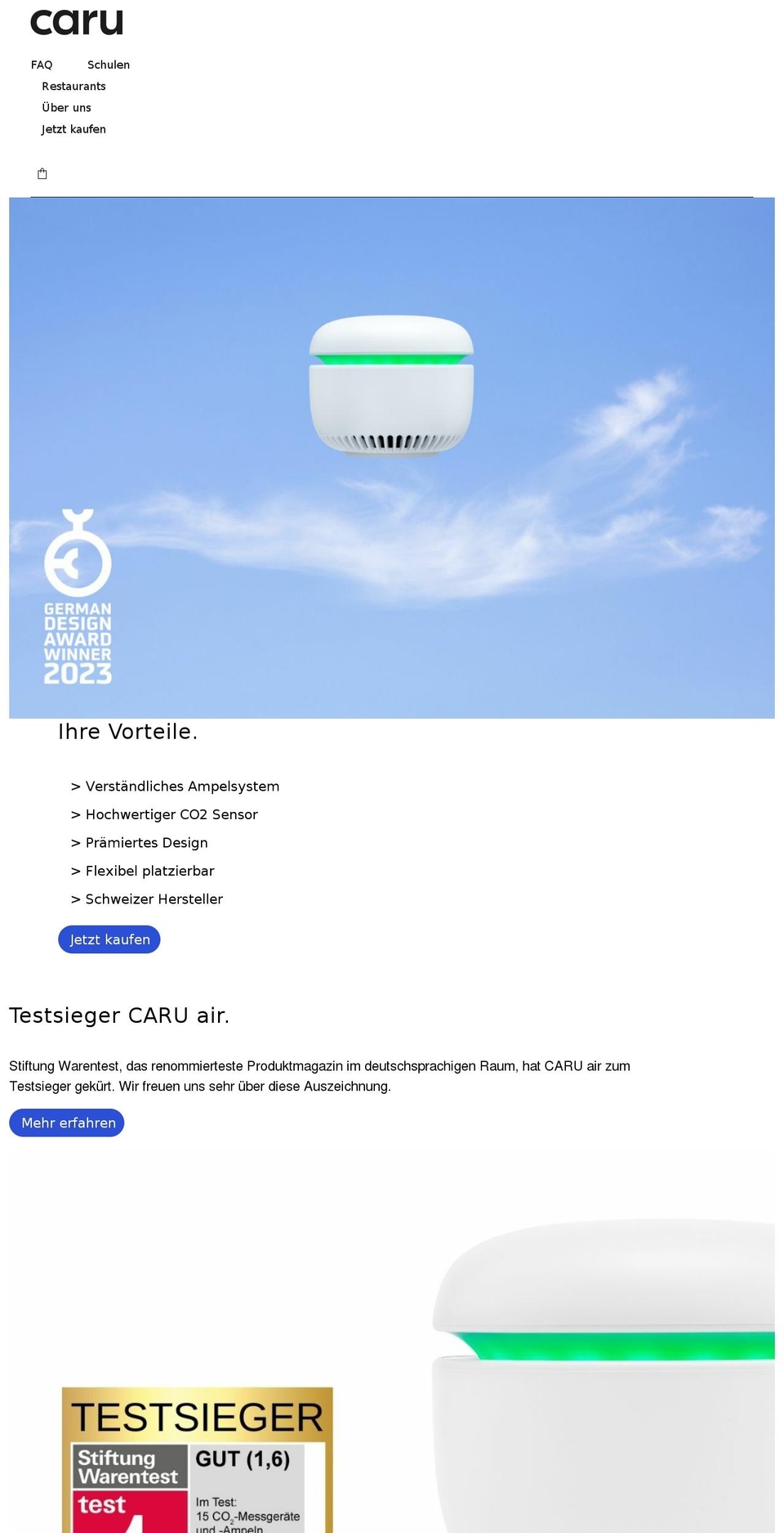 caruair.com shopify website screenshot