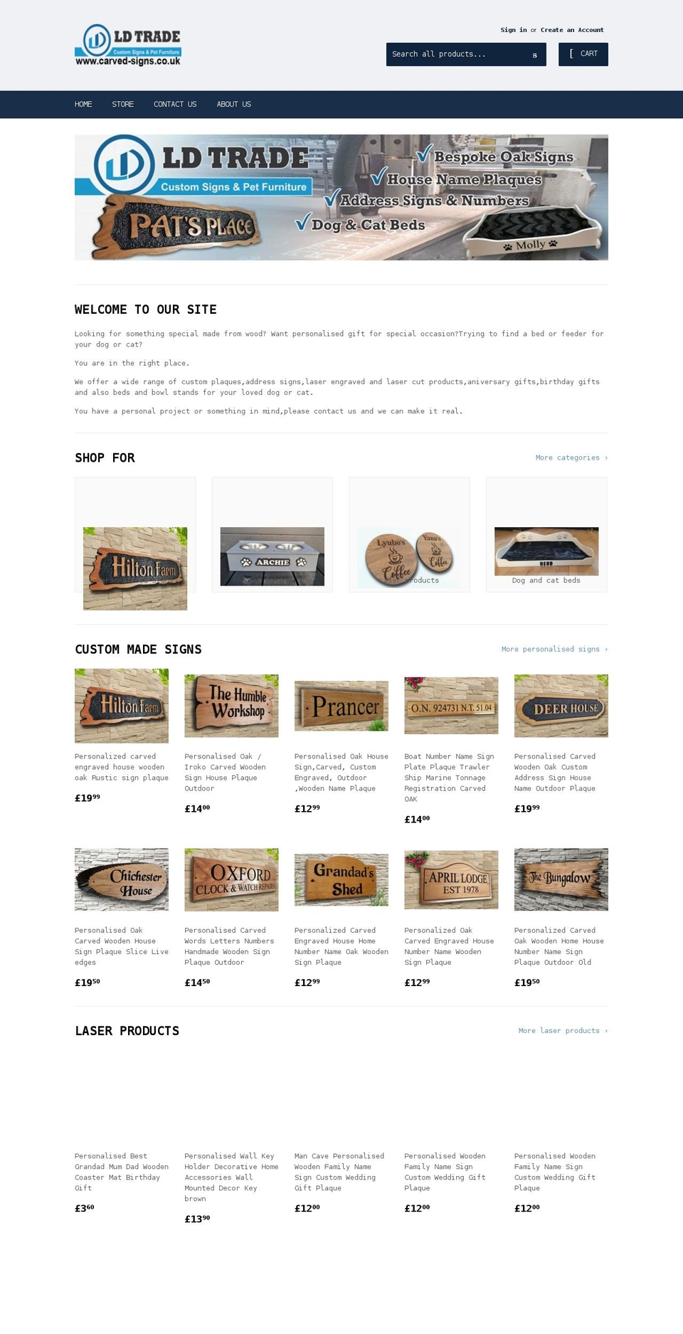 carved-signs.co.uk shopify website screenshot