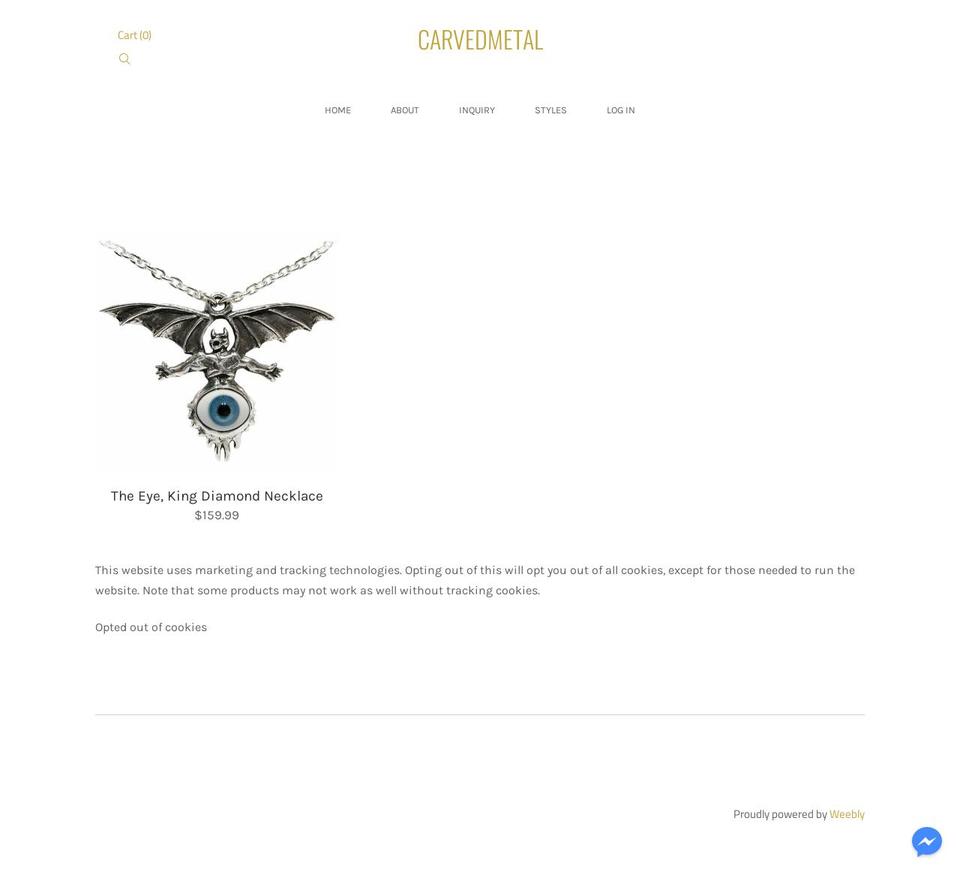 carvedmetal.com shopify website screenshot