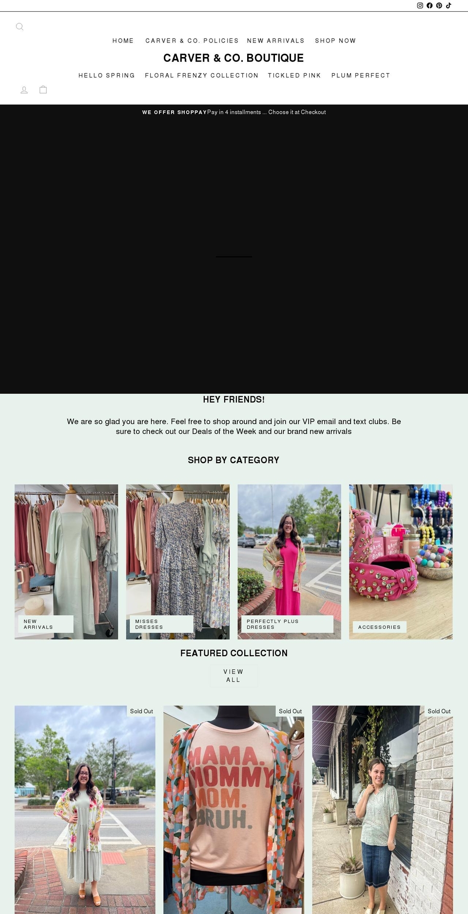 carverandcoboutique.com — Shopify storefront screenshot