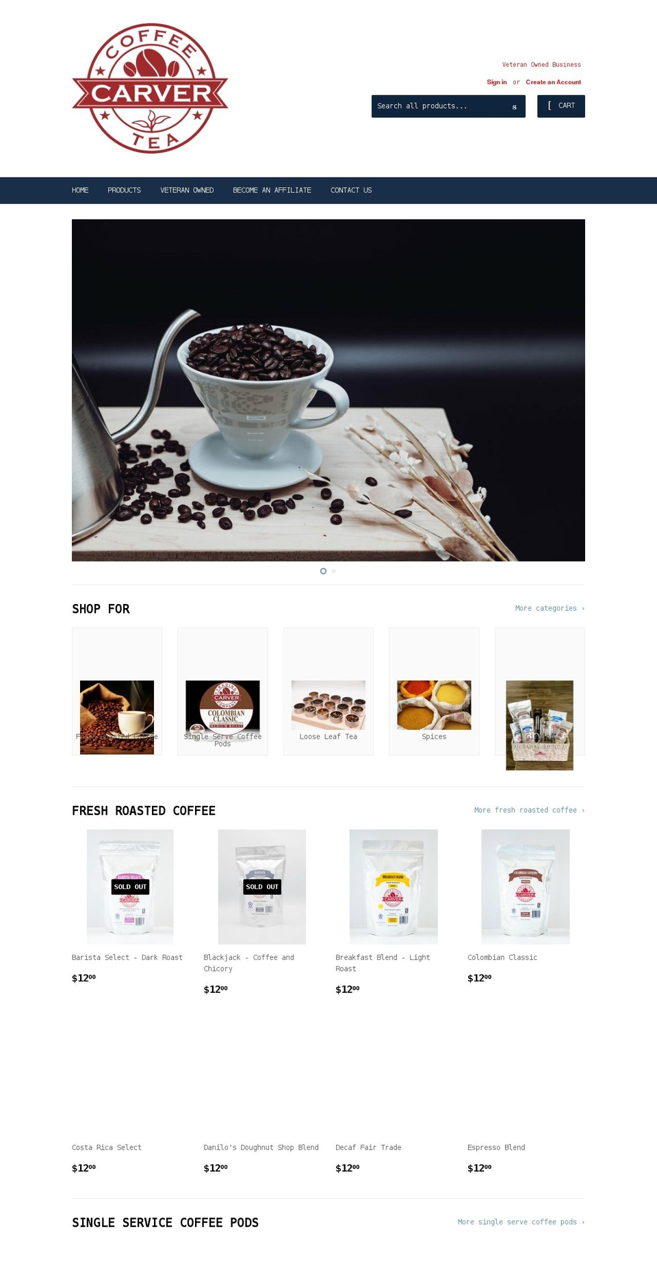 carvertradingcompany.com shopify website screenshot