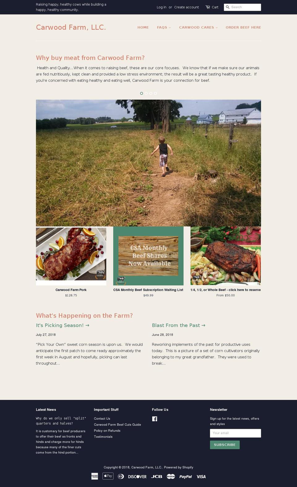 carwoodbeeffarm.com — Shopify storefront screenshot