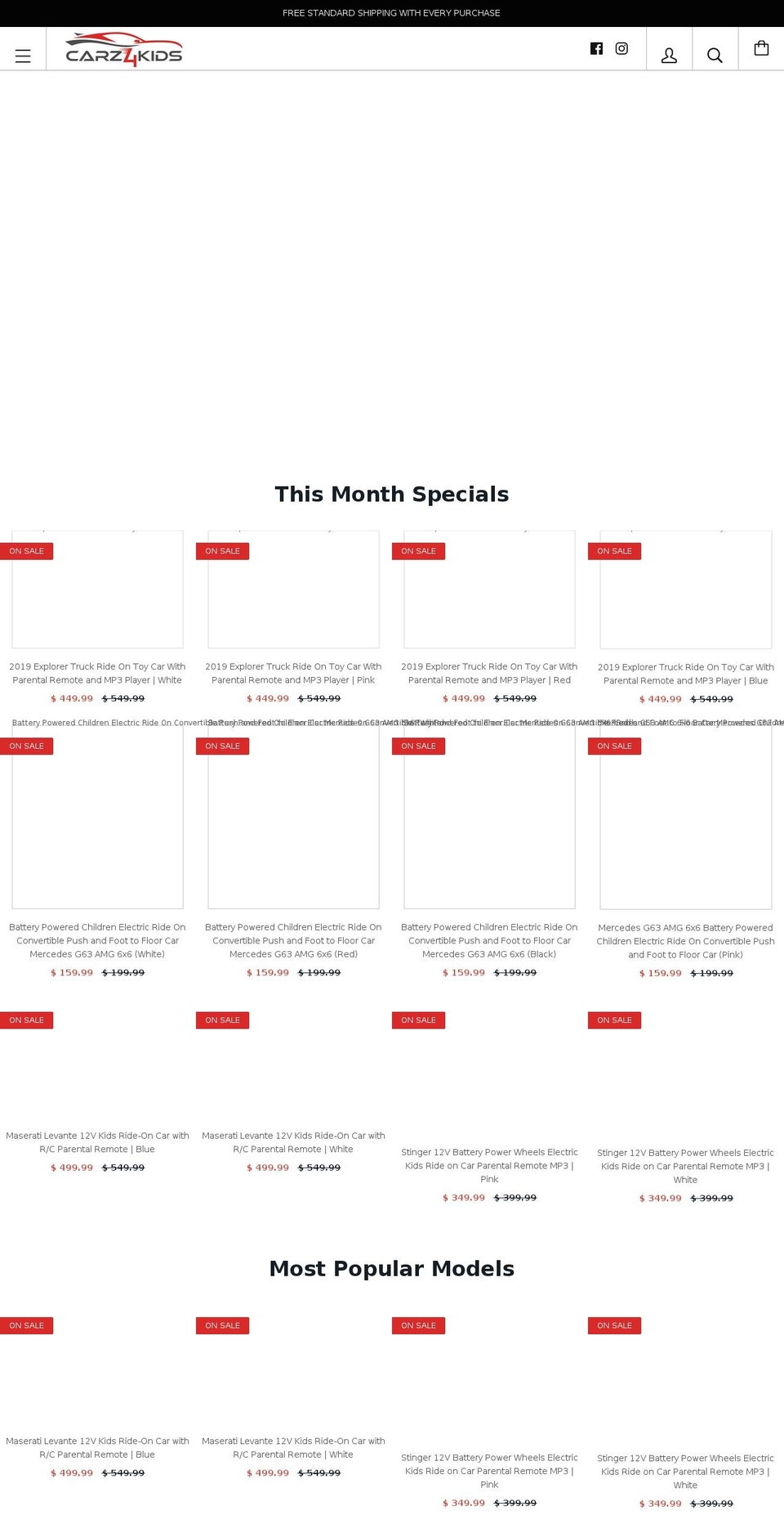 carz4kids.com shopify website screenshot