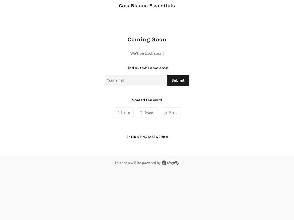 casablancaessentials.com shopify website screenshot