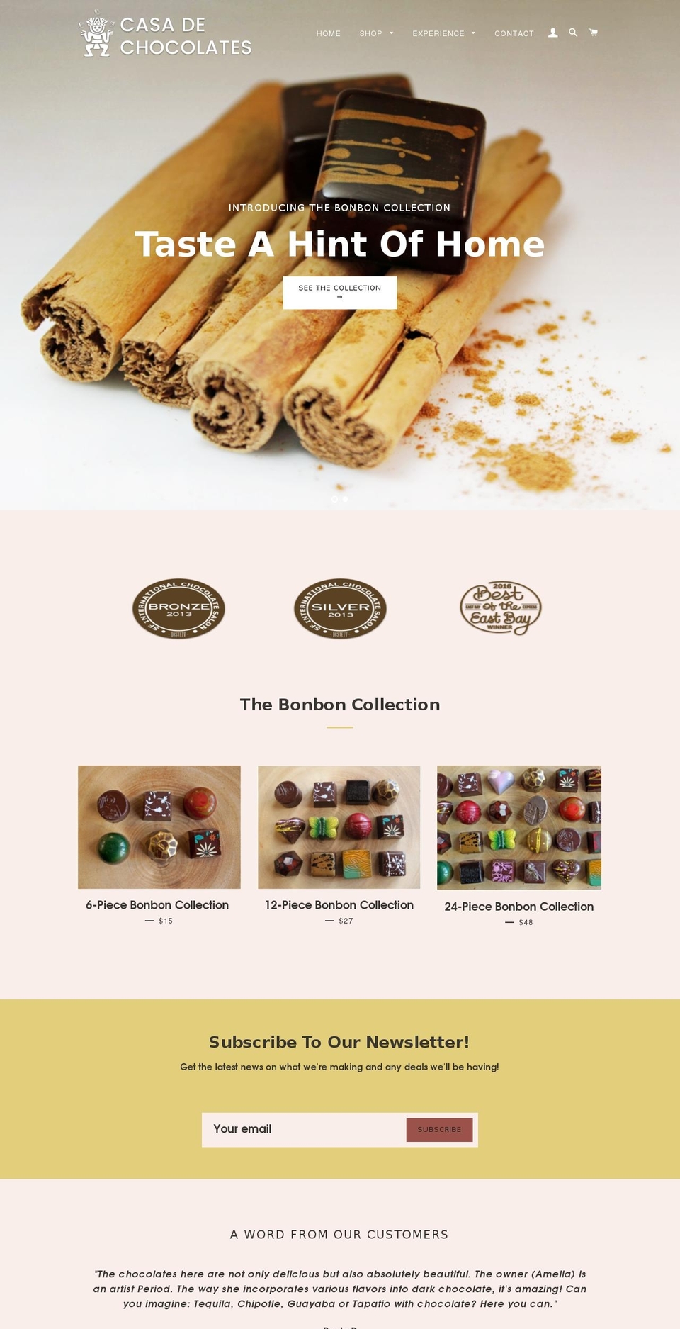 casadechocolates.com shopify website screenshot
