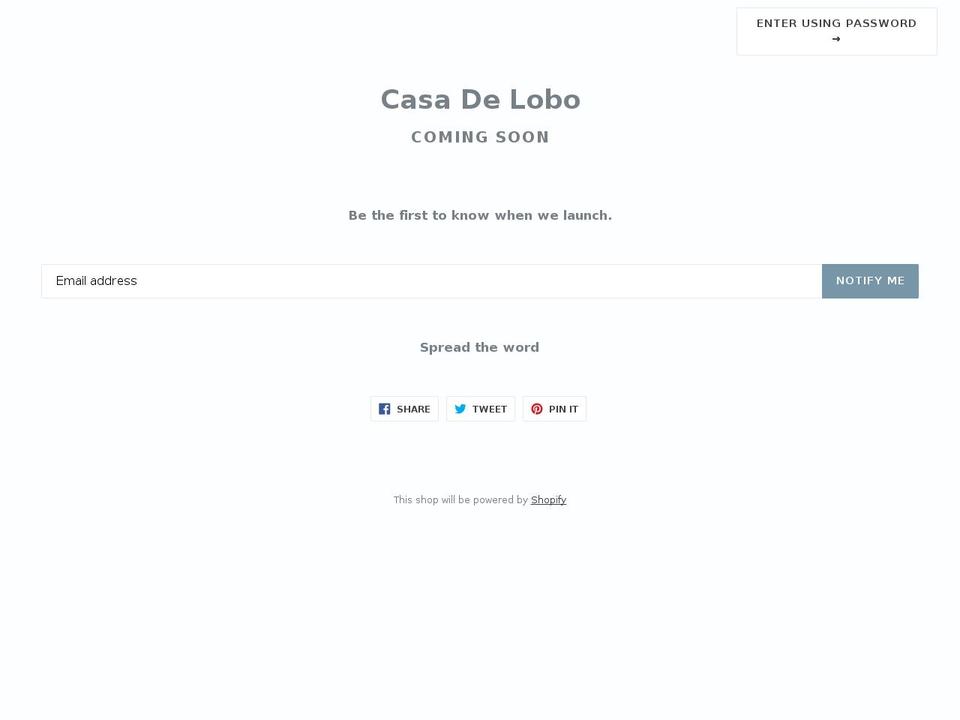 casadelobo.com — Shopify storefront screenshot