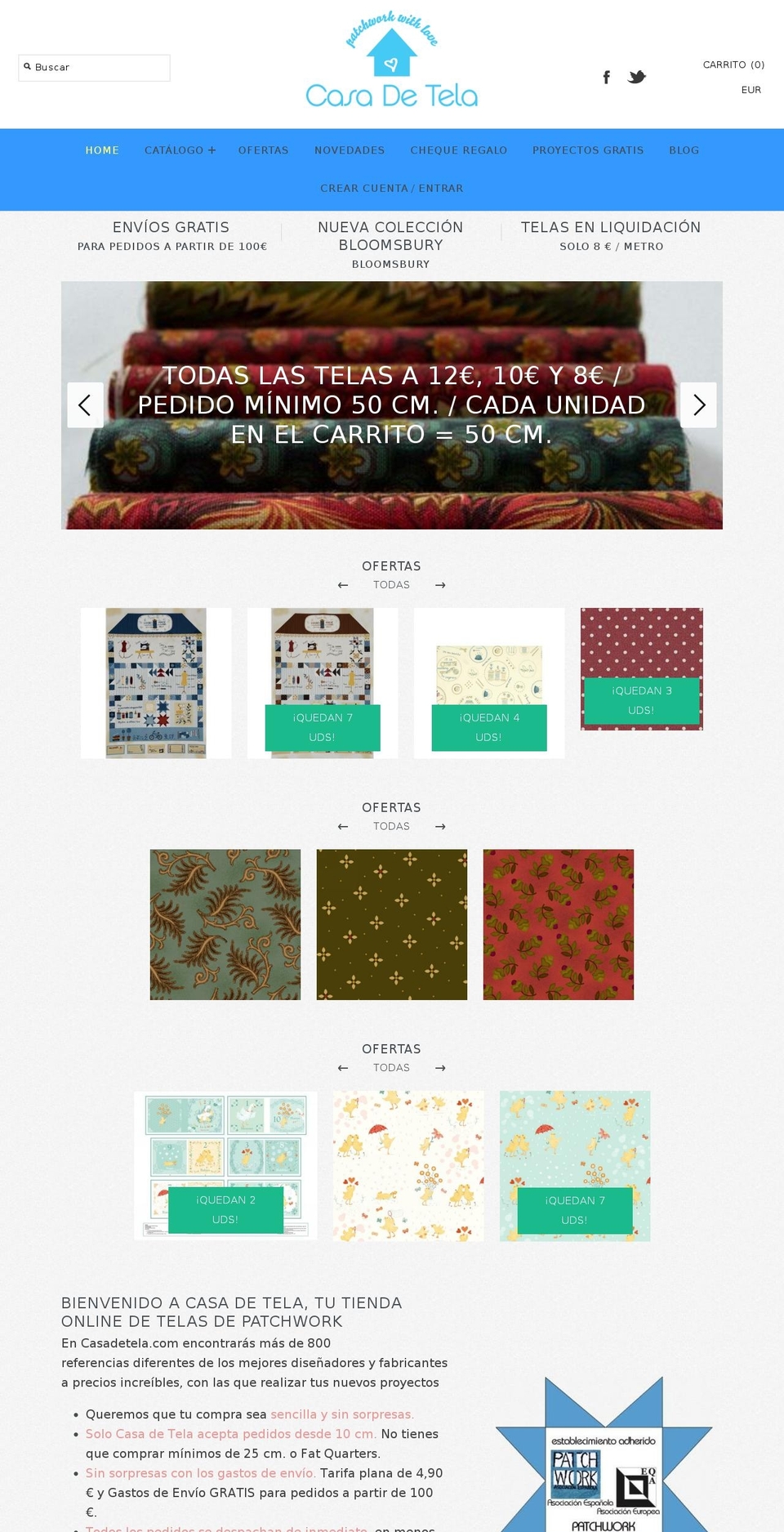 casadetela.es shopify website screenshot