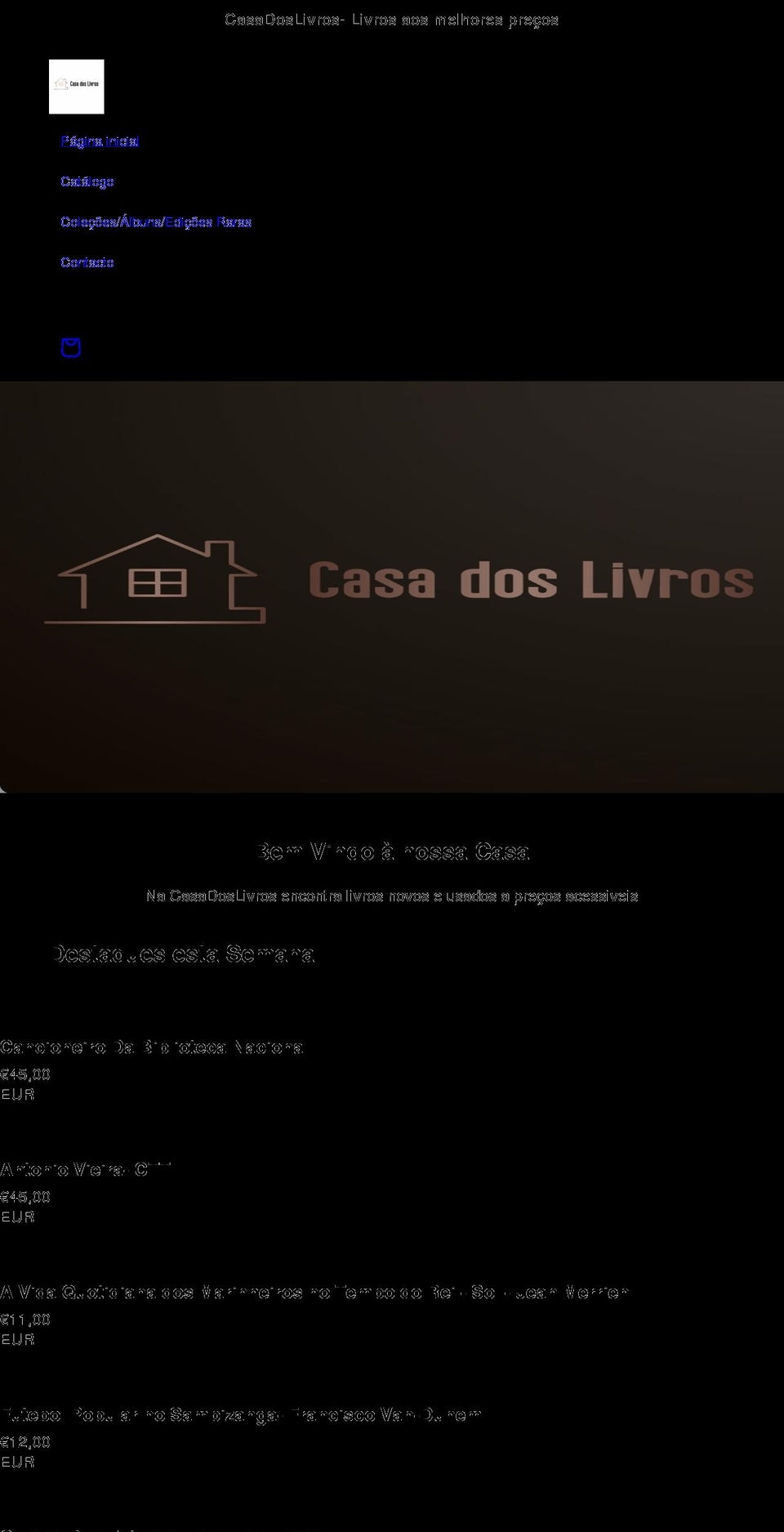 casadoslivros.com shopify website screenshot