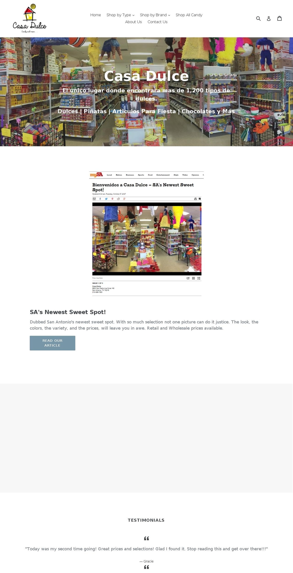 casadulceusa.com — Shopify storefront screenshot