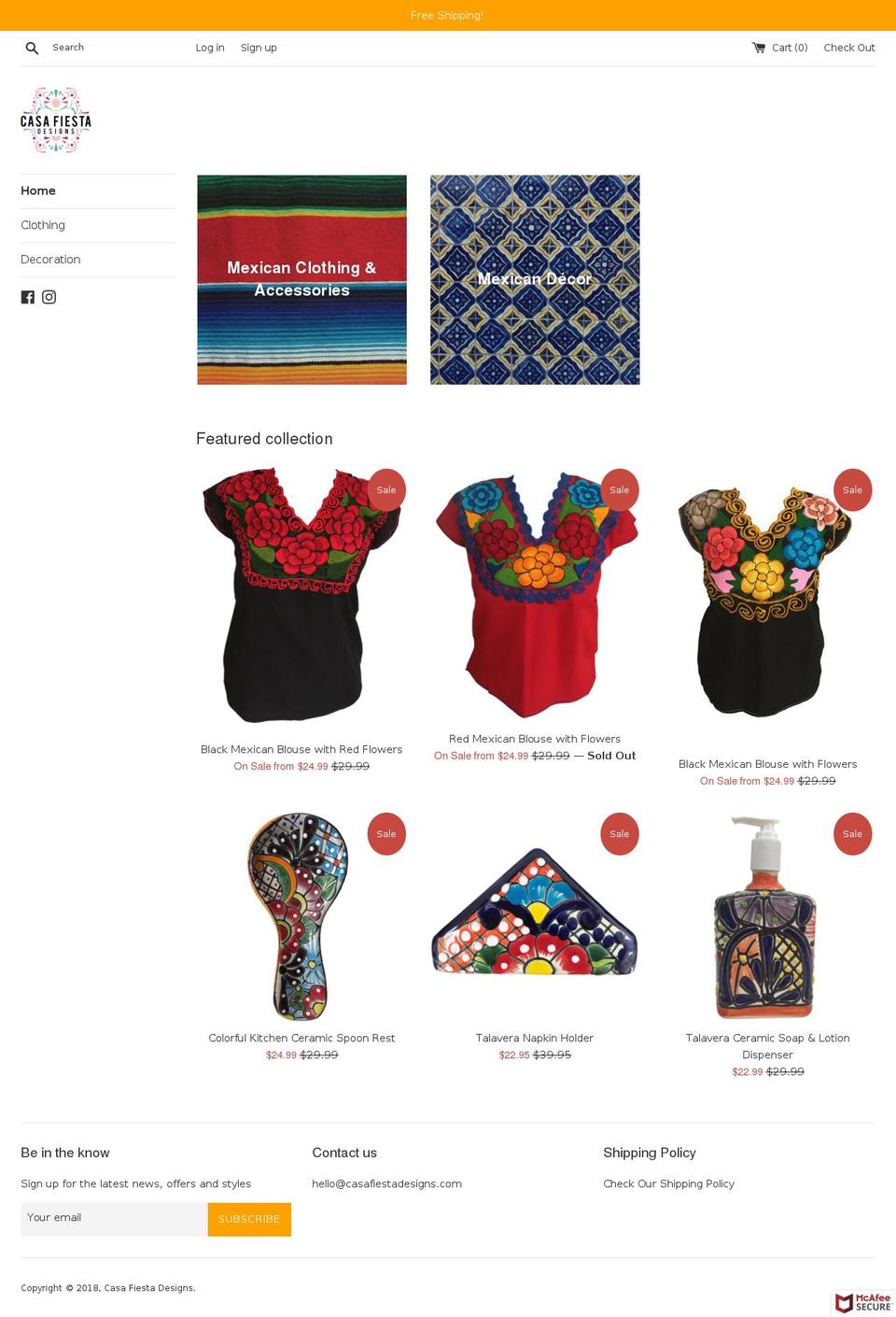 casafiestadesigns.com — Shopify storefront screenshot