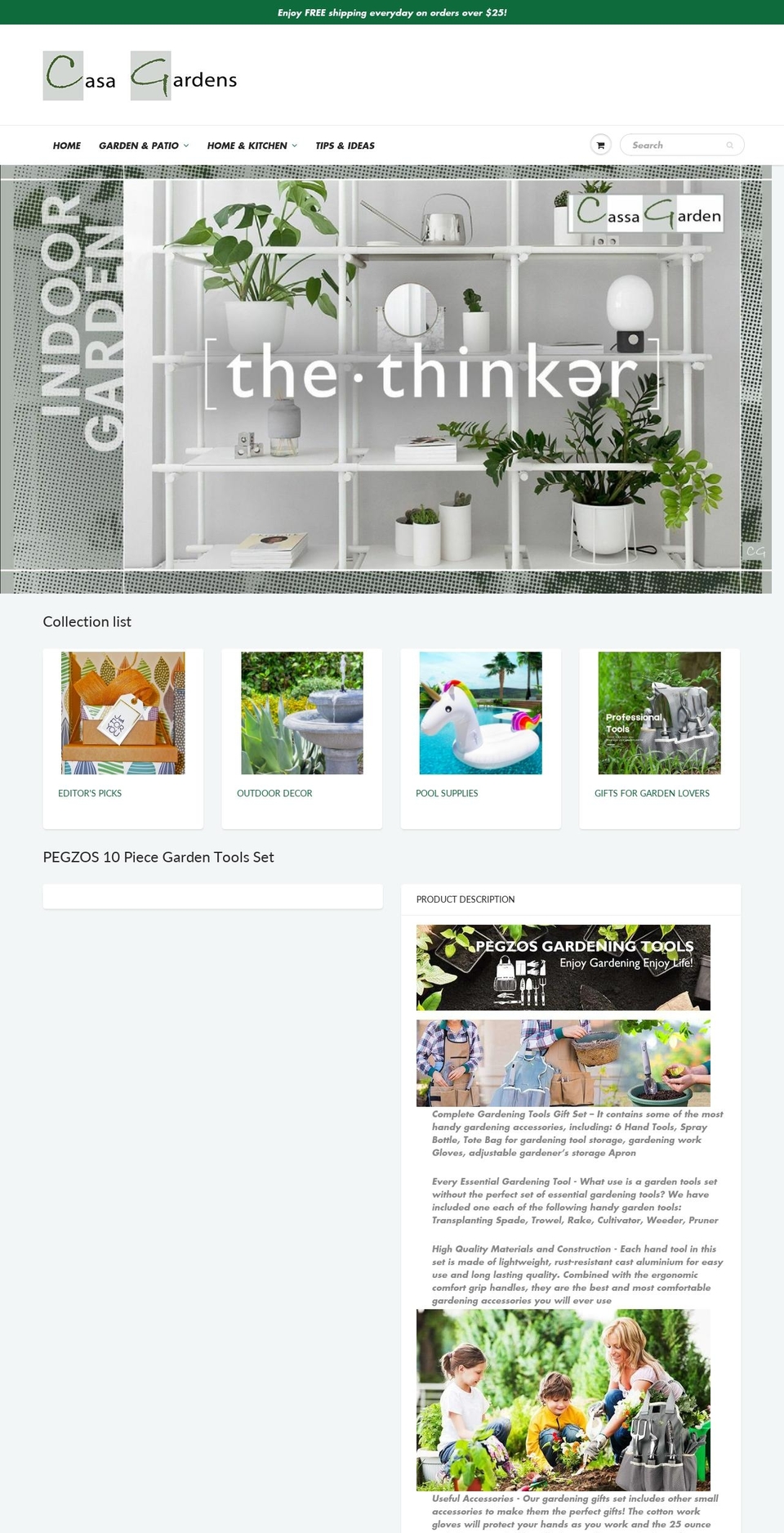 casagardens.com — Shopify storefront screenshot