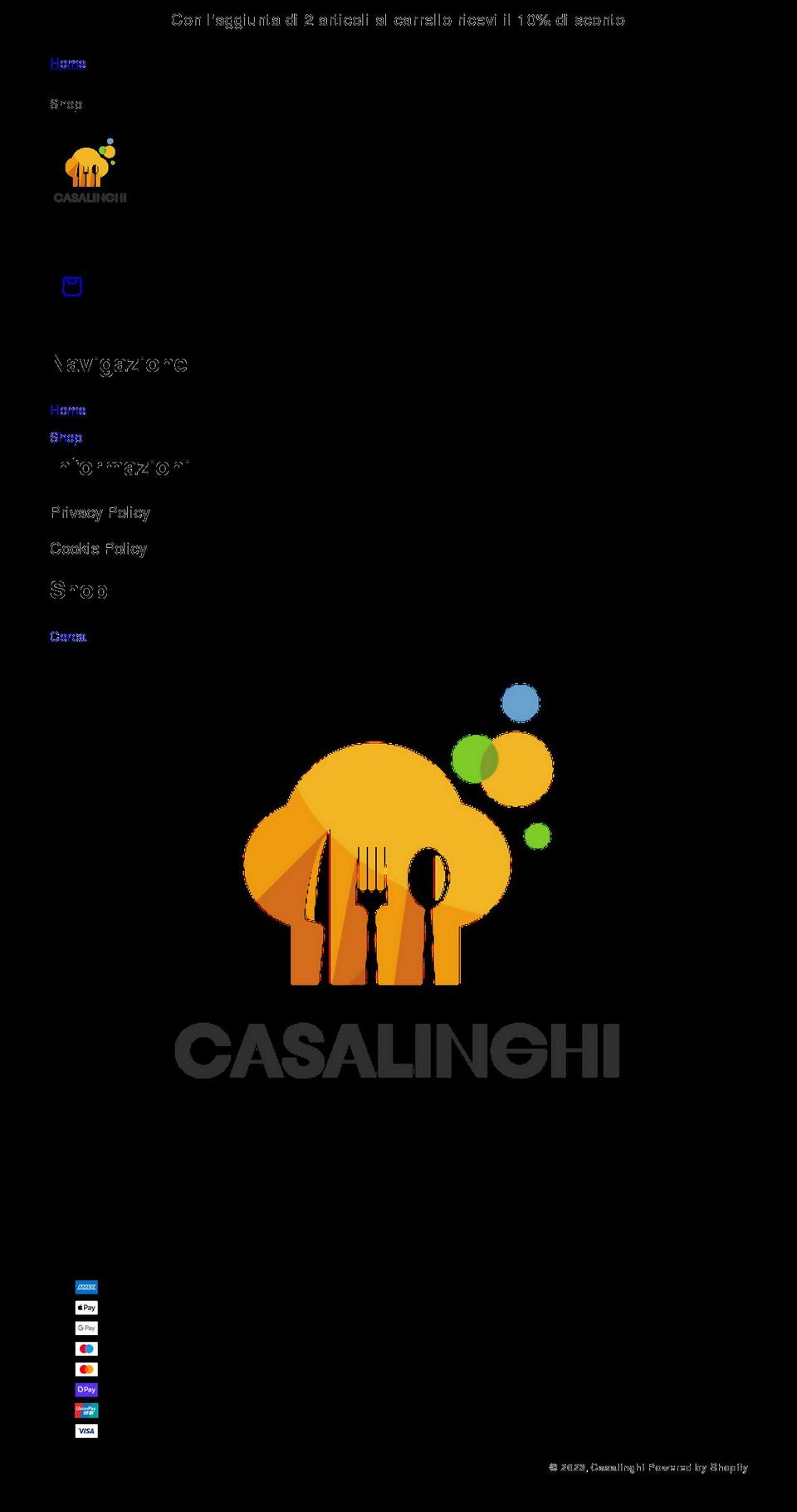 casalinghionline.com shopify website screenshot