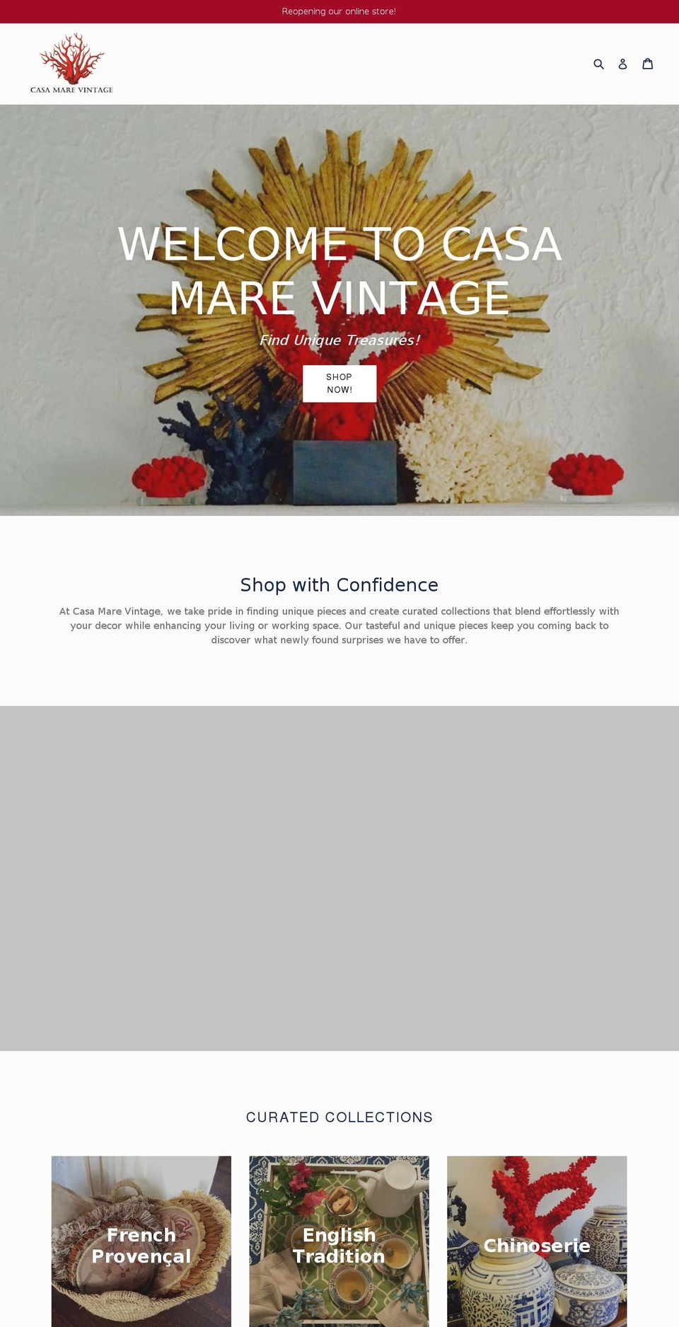 casamarevintage.com — Shopify storefront screenshot