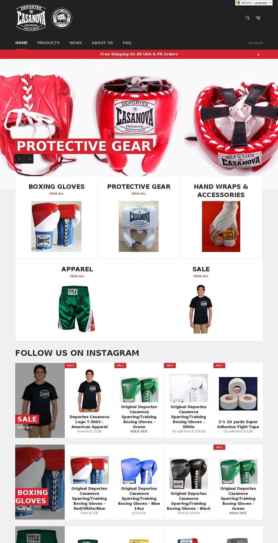 casanovaboxing.net shopify website screenshot