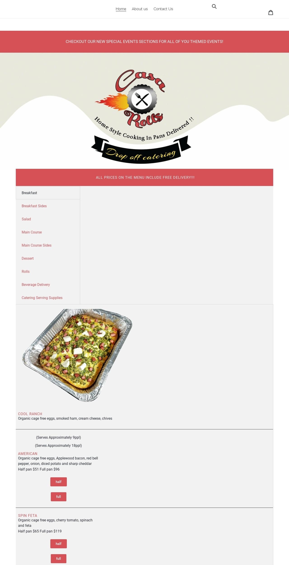 casarolls.net shopify website screenshot