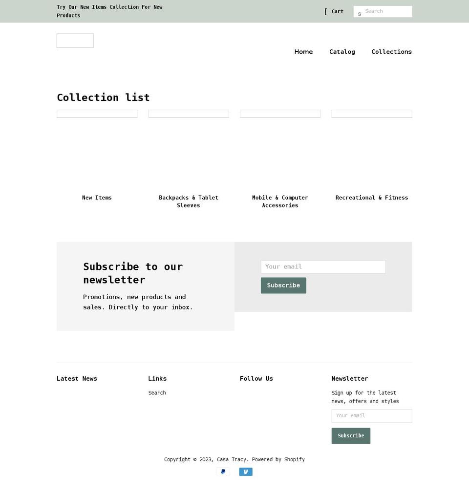 casatracy.com shopify website screenshot