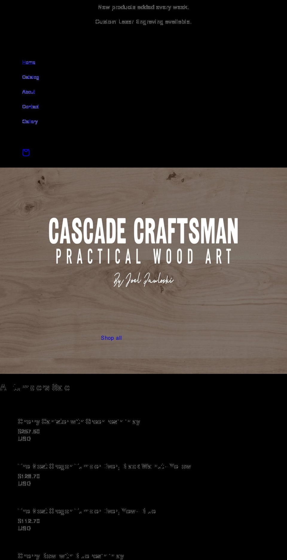 cascade-craftsman.com shopify website screenshot