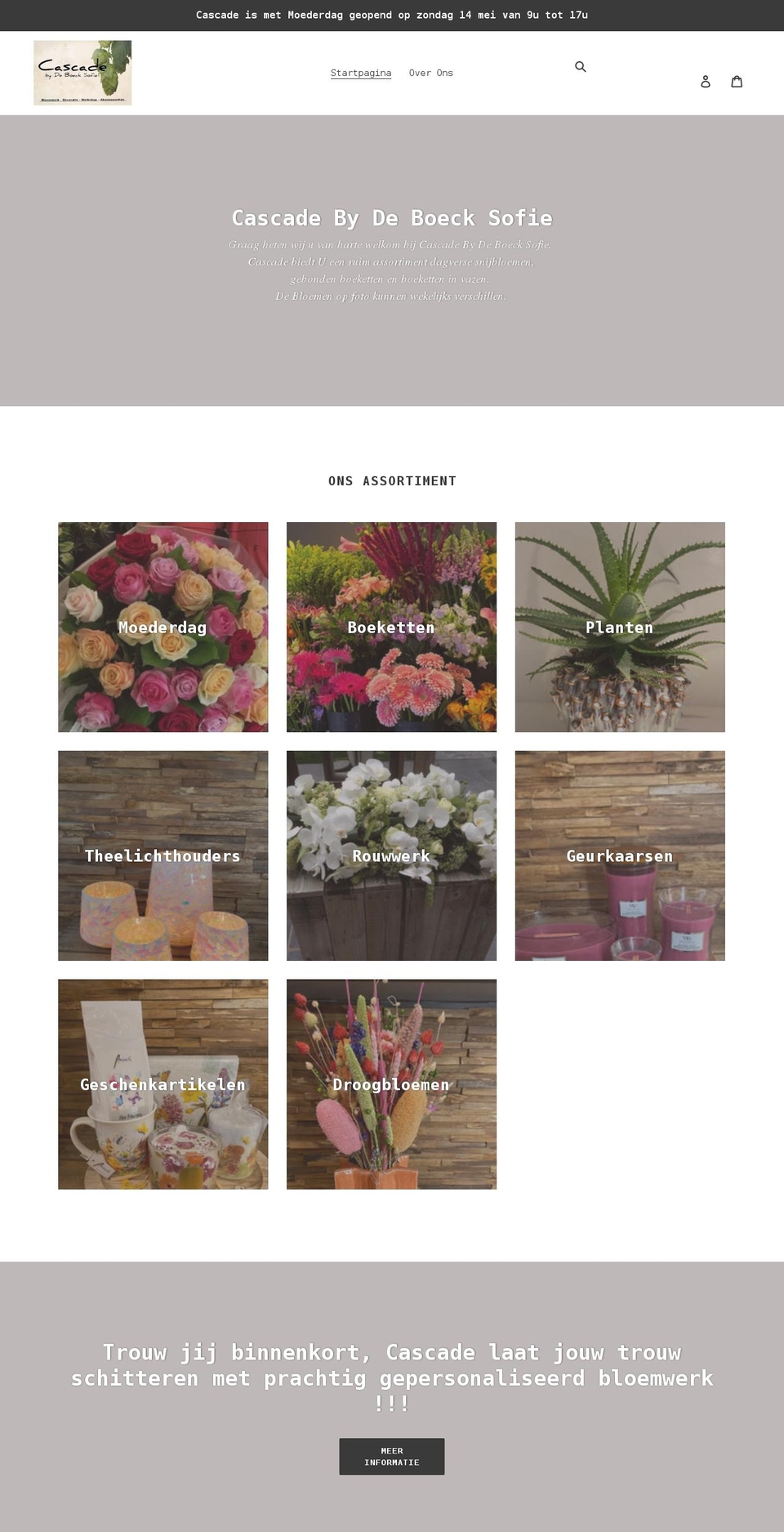 cascadebydeboecksofie.be shopify website screenshot