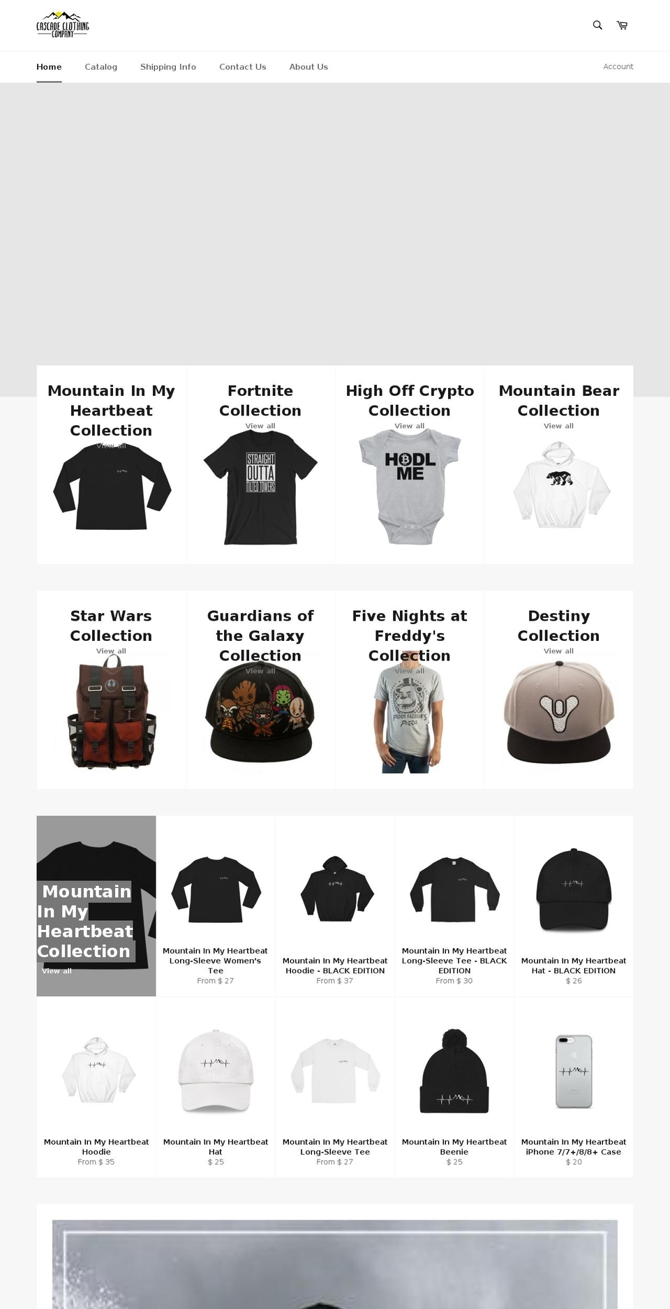 cascadeclothingco.com — Shopify storefront screenshot