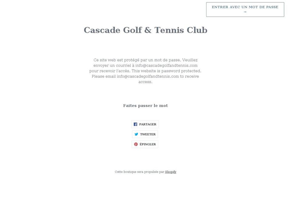 cascadegolfandtennisclub.com shopify website screenshot