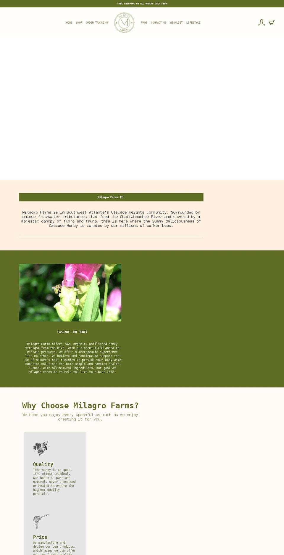 cascadehoneyatl.com shopify website screenshot