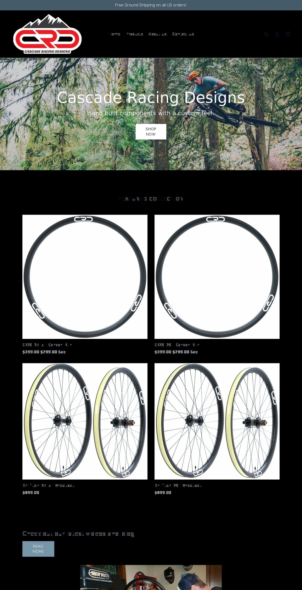 cascaderacingdesigns.com — Shopify storefront screenshot