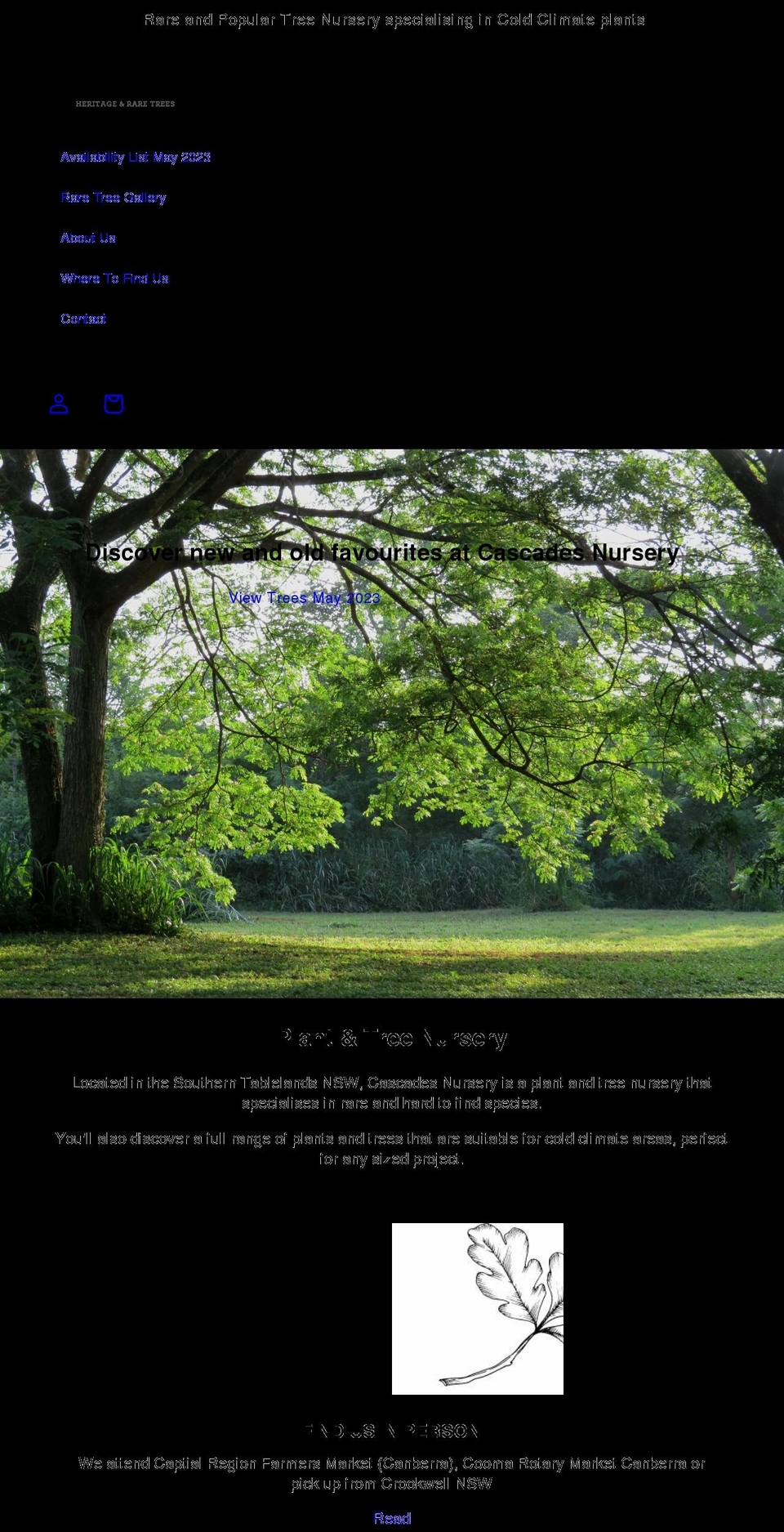 cascadesnursery.com.au shopify website screenshot