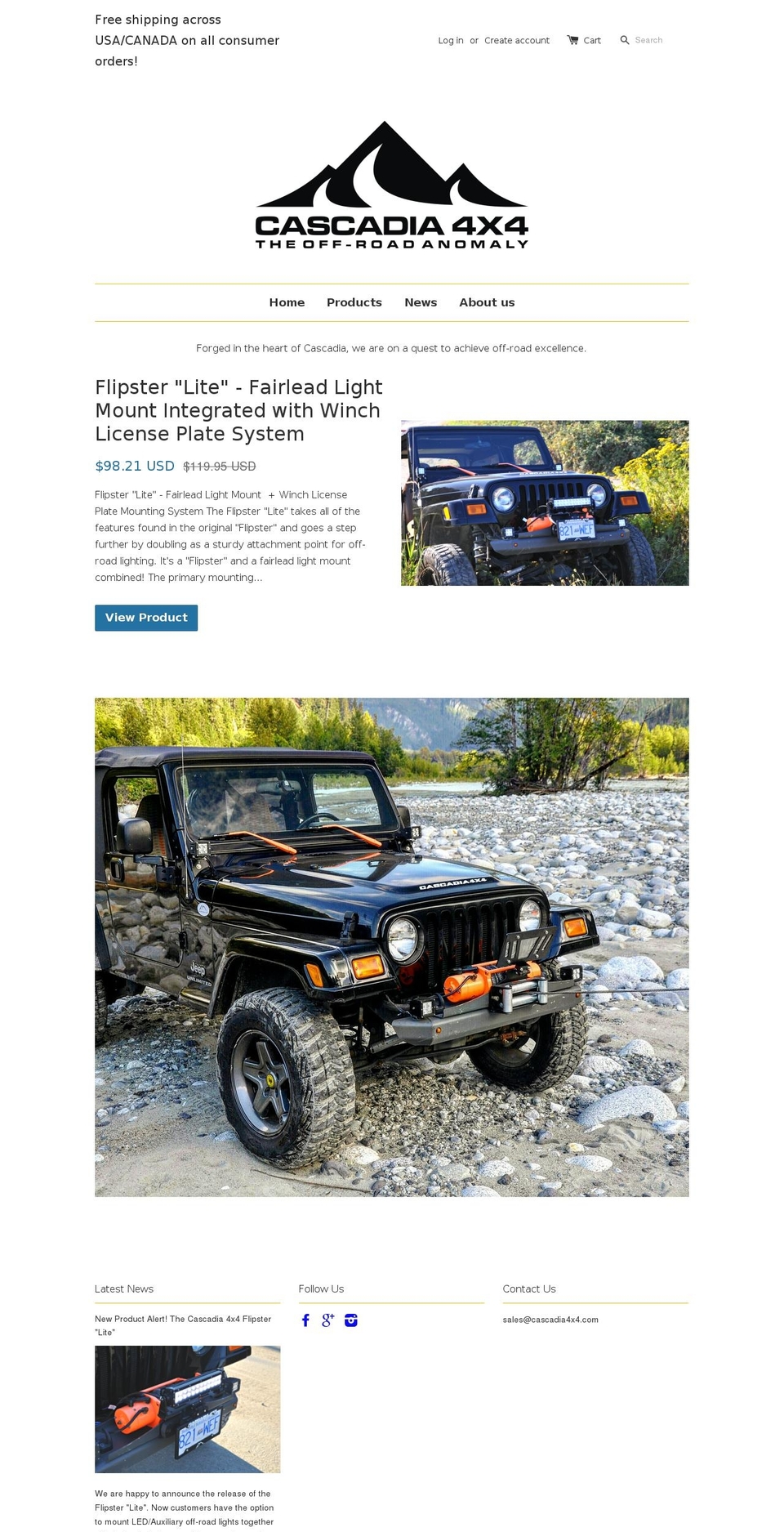 cascadia4x4.com shopify website screenshot