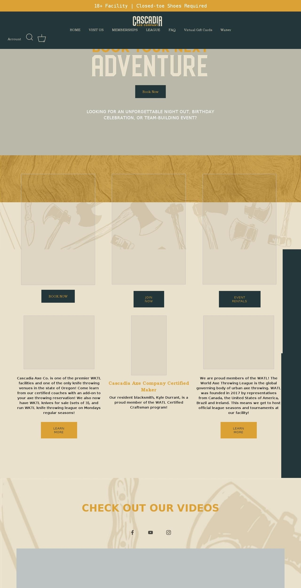 cascadiaaxe.com shopify website screenshot