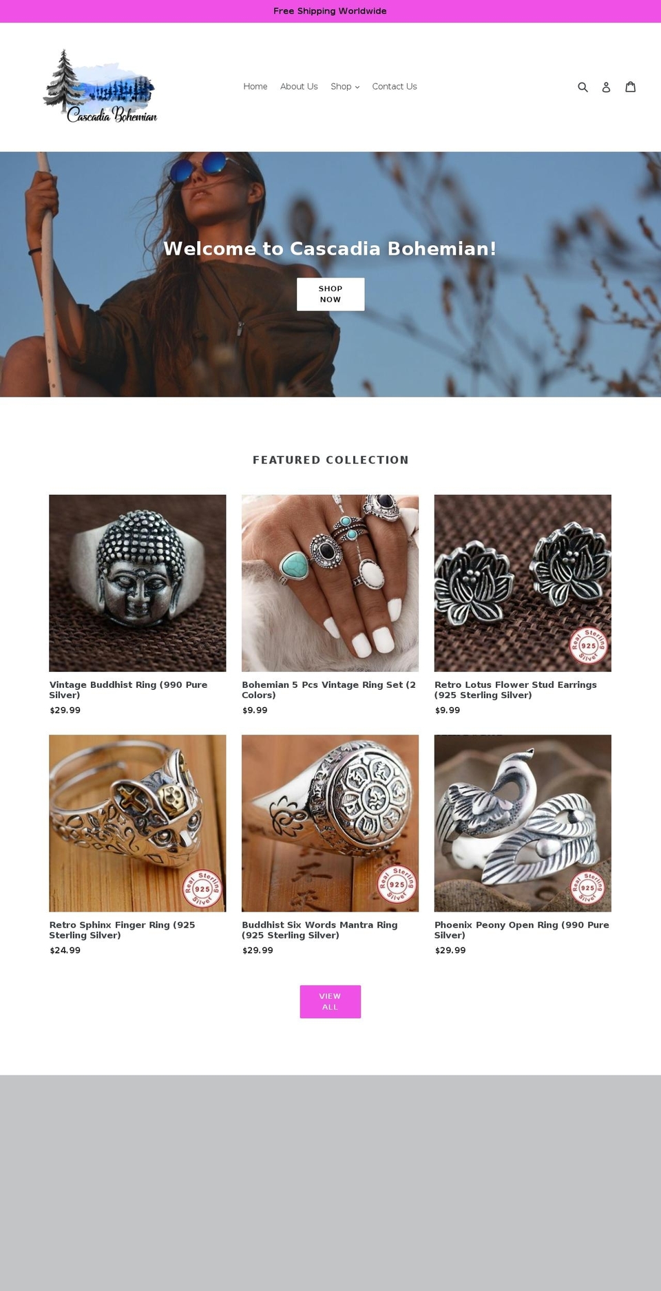 cascadiabohemian.com shopify website screenshot